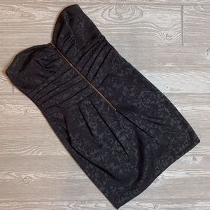 Black Damask Strapless Cocktail Dress